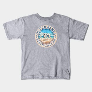 Outer Banks (OBX), North Carolina, with Beach and Wind Rose Kids T-Shirt